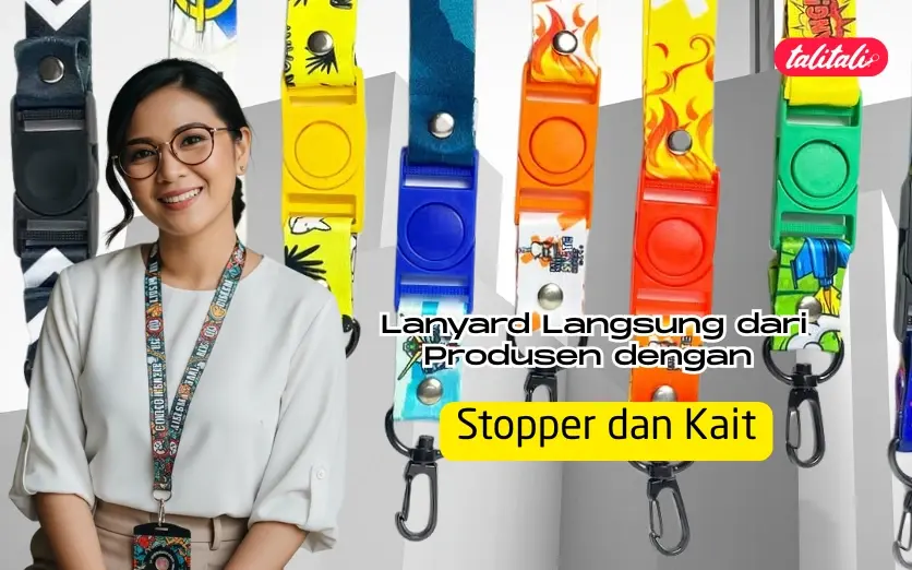 Lanyard Langsung dari Produsen dengan Stopper dan Kait, Terbaik!